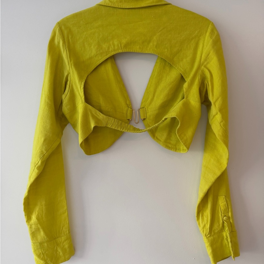 cult gaia Lime Green Cropped Long Sleeve Top - Picture 6 of 7